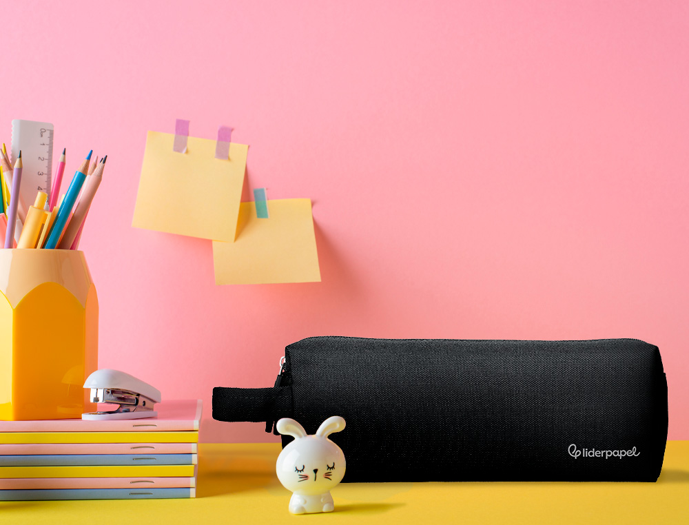 ESTOJO ESCOLAR LIDERPAPEL CLASSIC RETANGULAR COM ASA 2 FECHOS 210X80 MM PRETO