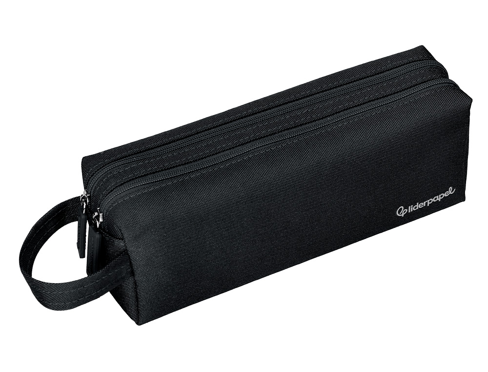ESTOJO ESCOLAR LIDERPAPEL CLASSIC RETANGULAR COM ASA 2 FECHOS 210X80 MM PRETO