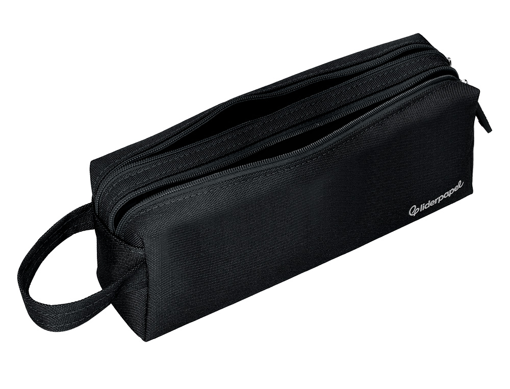 ESTOJO ESCOLAR LIDERPAPEL CLASSIC RETANGULAR COM ASA 2 FECHOS 210X80 MM PRETO