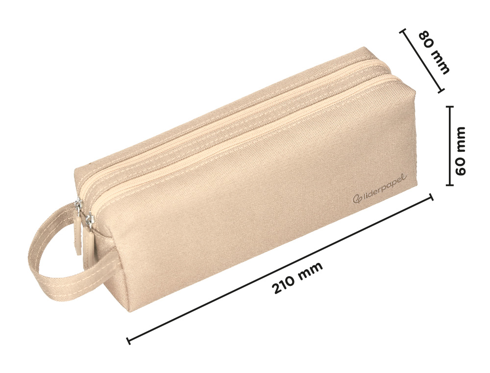 ESTOJO ESCOLAR LIDERPAPEL CLASSIC RETANGULAR COM ASA 2 FECHOS 210X80 MM CREME
