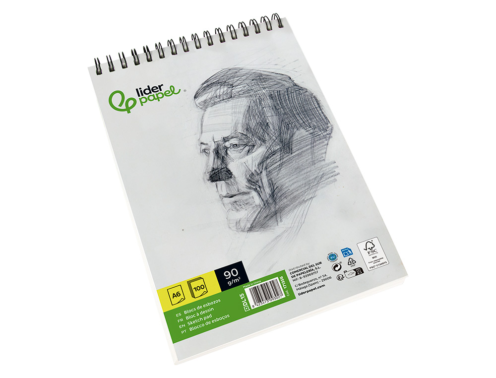 BLOCO DE ESBOCOS LIDERPAPEL ESPIRAL DIN A6 100 FOLHAS 90 GR SEM ESQUADRIA