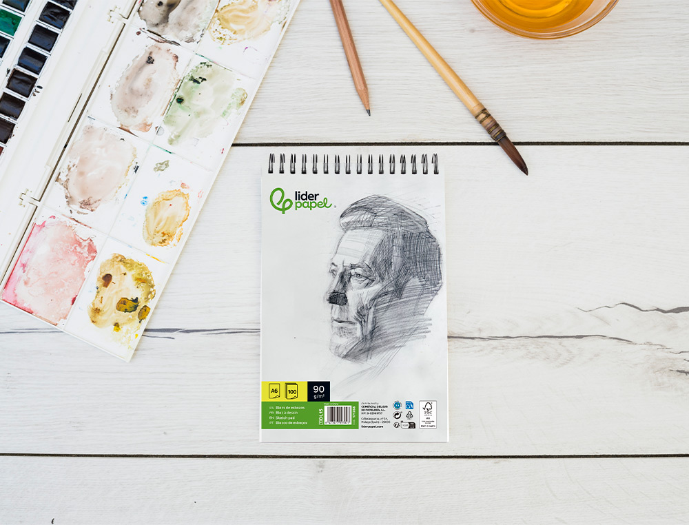 BLOCO DE ESBOCOS LIDERPAPEL ESPIRAL DIN A6 100 FOLHAS 90 GR SEM ESQUADRIA