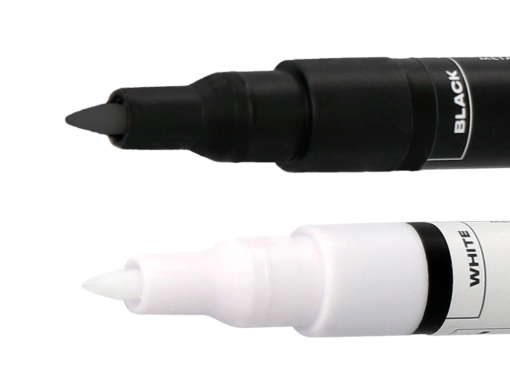 MARCADOR LIDERPAPEL ACRYLIC BASE AGUA TODO TIPO DE SUPERFICIE PONTA FINA 0,7 MM CAIXA DE 4 UNIDADES BRANCO E PRETO
