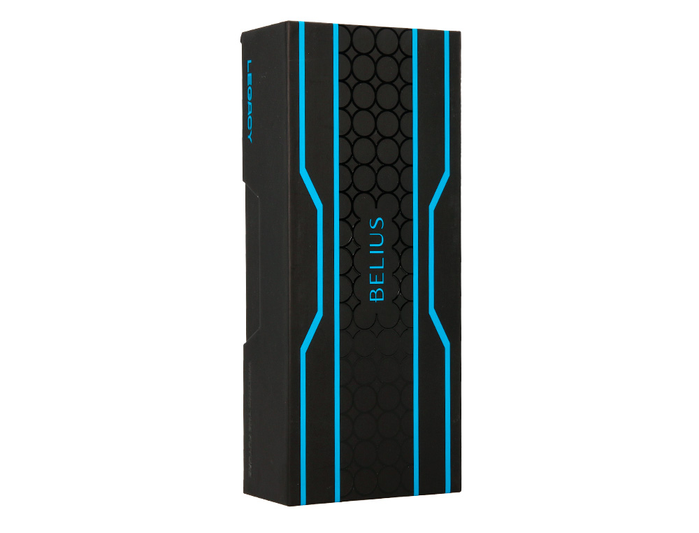 ESFEROGRAFICA BELIUS LEGACY ALUMINIO DESENHO CIRCULOS AZUL CORPO PRETO TINTA COR AZUL CAIXA DE DESIGN