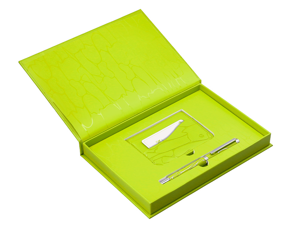 ESFEROGRAFICA E PORTA CARTOES BELIUS COCKTAILS MARGARITA ALUMINIO VERDE LIMA PRATEADO RELEVO TINTA COR AZUL CAIXA DE DES