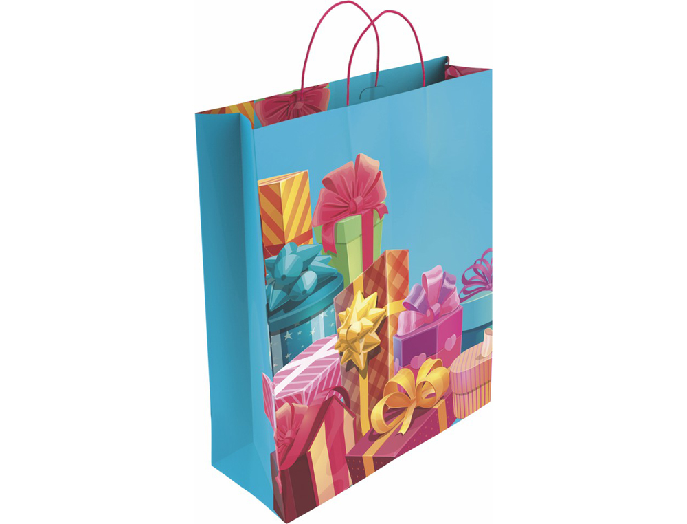 SACO PARA PRESENTE BASIKA PAPEL REVESTIDO 160 GR TODO ANO COM ASA RETORCIDA TAMANHO S 24+10X32 CM