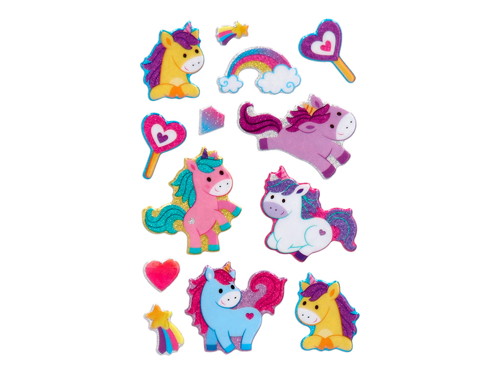 AUTOCOLANTES IMAGINOVO UNICORNIOS MAGIC DREAMS COM BRILHO 190X105 MM EM BLISTER