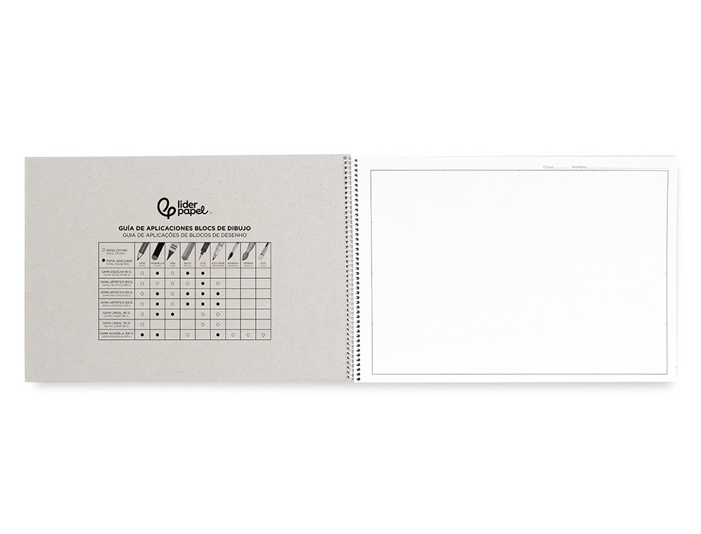 BLOCO DE DESENHO LIDERPAPEL LINEAR VANGUARDA 230X325MM 20 FOLHAS 130 GR COM ESQUADRIA PERFURADO