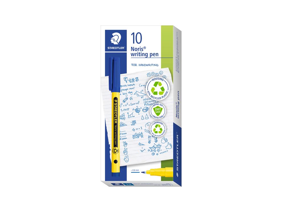 MARCADOR STAEDTLER NORIS WRITING PEN 307 TINTA BASE DE AGUA PONTA FINA TRACO 0,6 MM AZUL