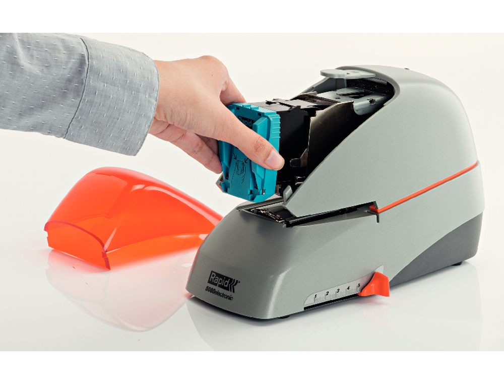 AGRAFADOR RAPID 5080E ELETRICO BRANCO/PRETO CAPACIDADE 80 FOLHAS USA AGRAFES CASSETE 5080