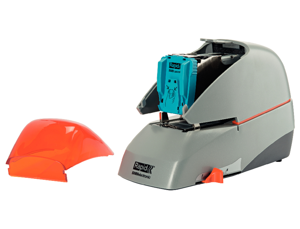 AGRAFADOR RAPID 5080E ELETRICO BRANCO/PRETO CAPACIDADE 80 FOLHAS USA AGRAFES CASSETE 5080