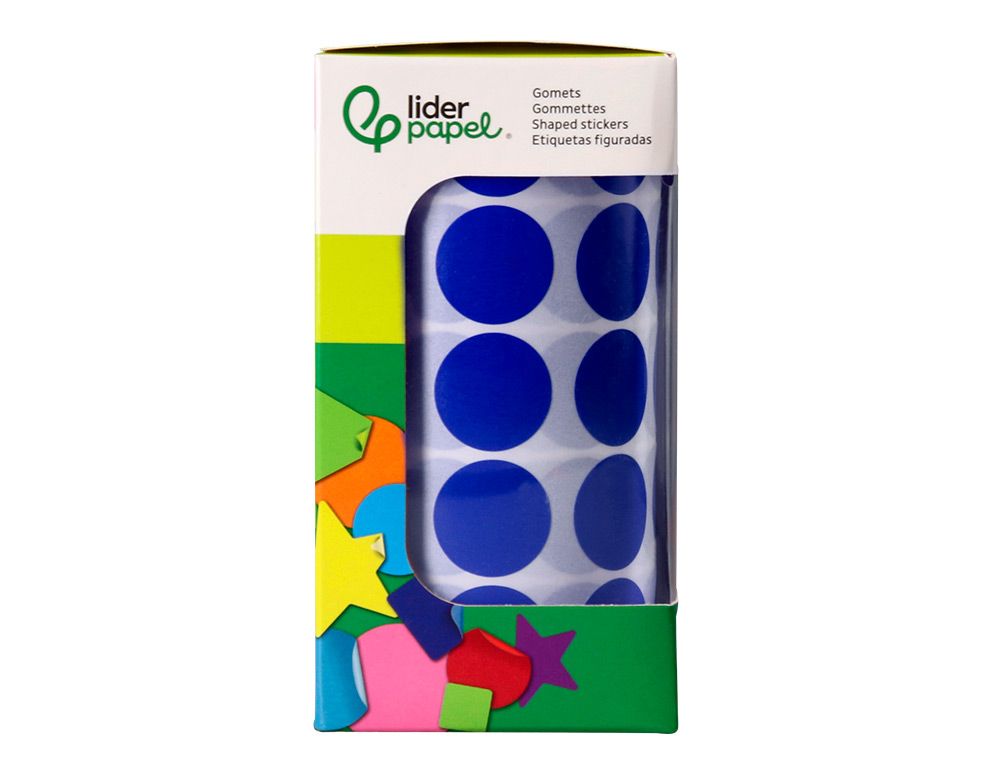 ETIQUETAS ESCOLAR LIDERPAPEL AUTOADESIVAS CIRCULOS 20 MM AZUL ROLO DE 2000 UNIDADES EM CAIXA DE CARTAO