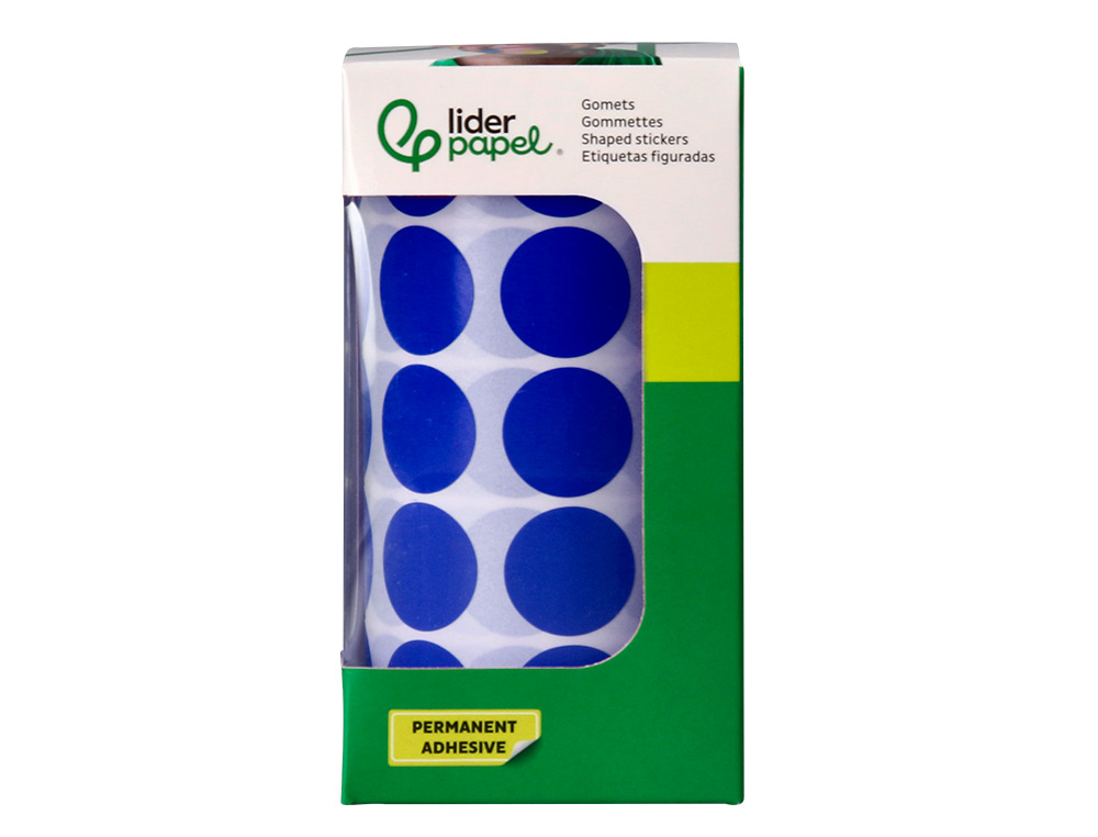 ETIQUETAS ESCOLAR LIDERPAPEL AUTOADESIVAS CIRCULOS 20 MM AZUL ROLO DE 2000 UNIDADES EM CAIXA DE CARTAO