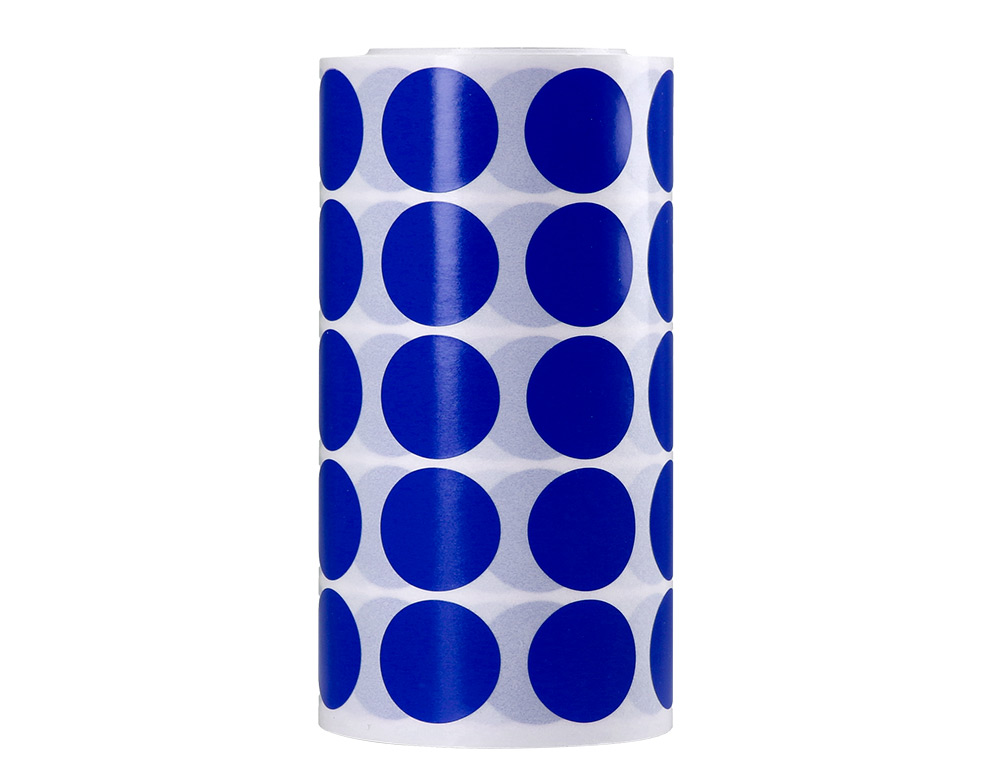 ETIQUETAS ESCOLAR LIDERPAPEL AUTOADESIVAS CIRCULOS 20 MM AZUL ROLO DE 2000 UNIDADES EM CAIXA DE CARTAO