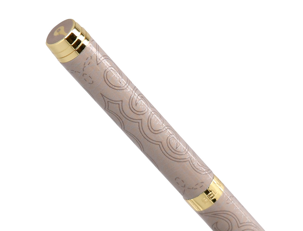 ESFEROGRAFICA BELIUS WILD WEST ALUMINIO COR BEGE DOURADO TINTA COR AZUL CAIXA DE DESIGN