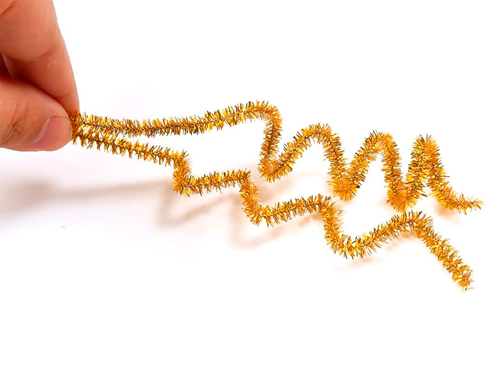 TIRAS DE CHENILLE LIDERPAPEL 30 CM COR OURO BOLSA DE 100 UNIDADES