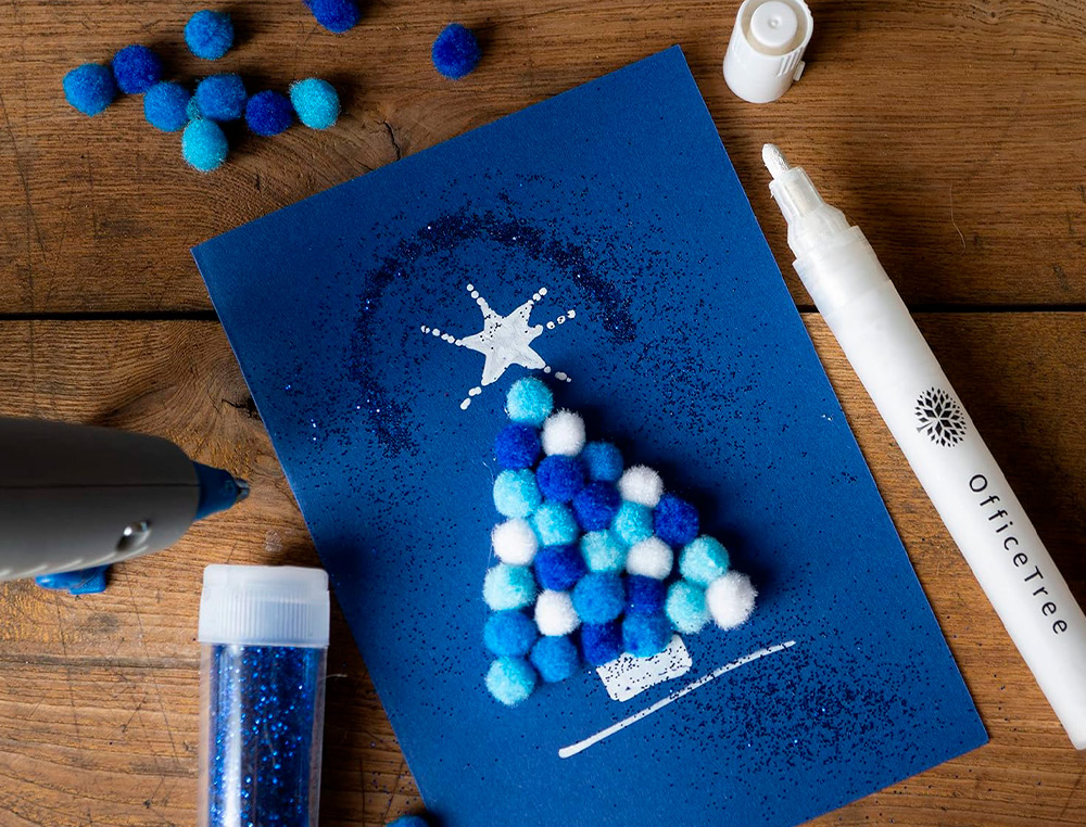POMPONS DE CORES LIDERPAPEL 1,5 CM TONALIDADES AZUIS BOLSA COM 80 UNIDADES