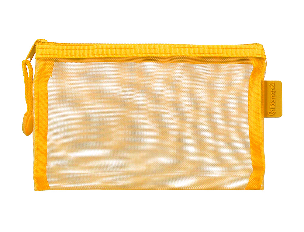 BOLSA COM FECHO DE CORRER LIDERPAPEL POLIESTER TRANSPIRAVEL MULTIUSOS DIN A6 AMARELO