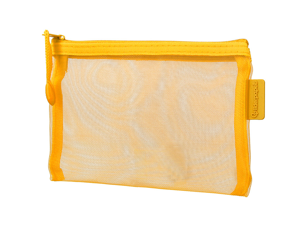 BOLSA COM FECHO DE CORRER LIDERPAPEL POLIESTER TRANSPIRAVEL MULTIUSOS DIN A6 AMARELO