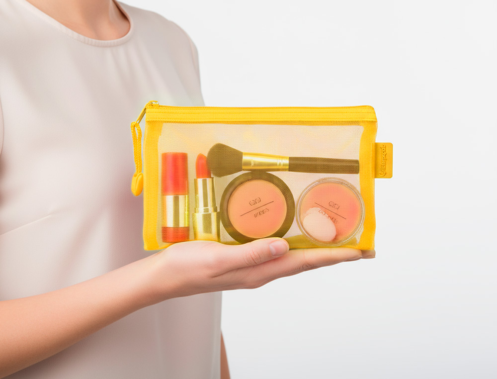 BOLSA COM FECHO DE CORRER LIDERPAPEL POLIESTER TRANSPIRAVEL MULTIUSOS DIN A6 AMARELO