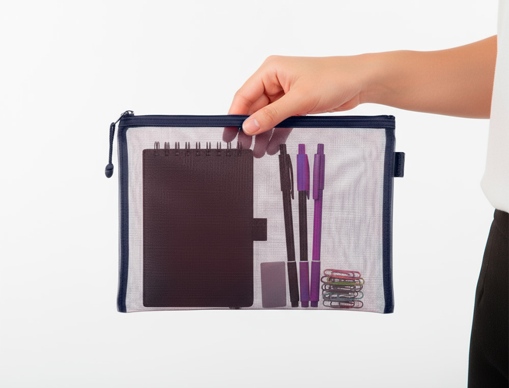 BOLSA COM FECHO DE CORRER LIDERPAPEL POLIESTER TRANSPIRAVEL MULTIUSOS DIN A5 AZUL MARINHO