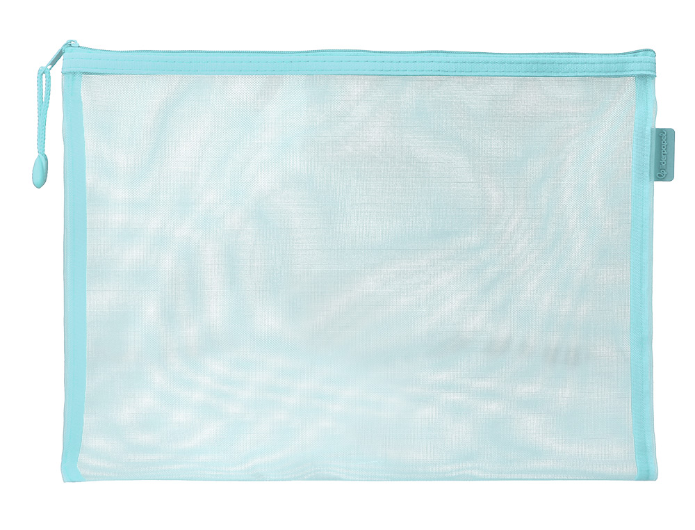 BOLSA COM FECHO DE CORRER LIDERPAPEL POLIESTER TRANSPIRAVEL MULTIUSOS DIN A4 AZUL PASTEL