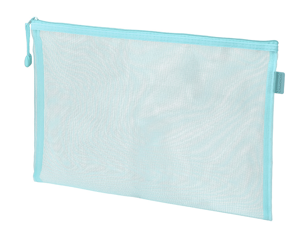 BOLSA COM FECHO DE CORRER LIDERPAPEL POLIESTER TRANSPIRAVEL MULTIUSOS DIN A4 AZUL PASTEL