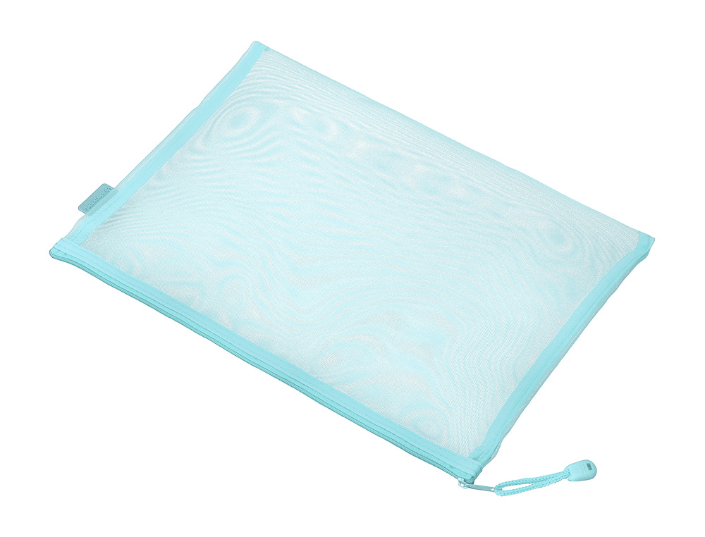BOLSA COM FECHO DE CORRER LIDERPAPEL POLIESTER TRANSPIRAVEL MULTIUSOS DIN A4 AZUL PASTEL