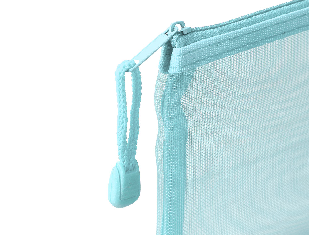 BOLSA COM FECHO DE CORRER LIDERPAPEL POLIESTER TRANSPIRAVEL MULTIUSOS DIN A4 AZUL PASTEL