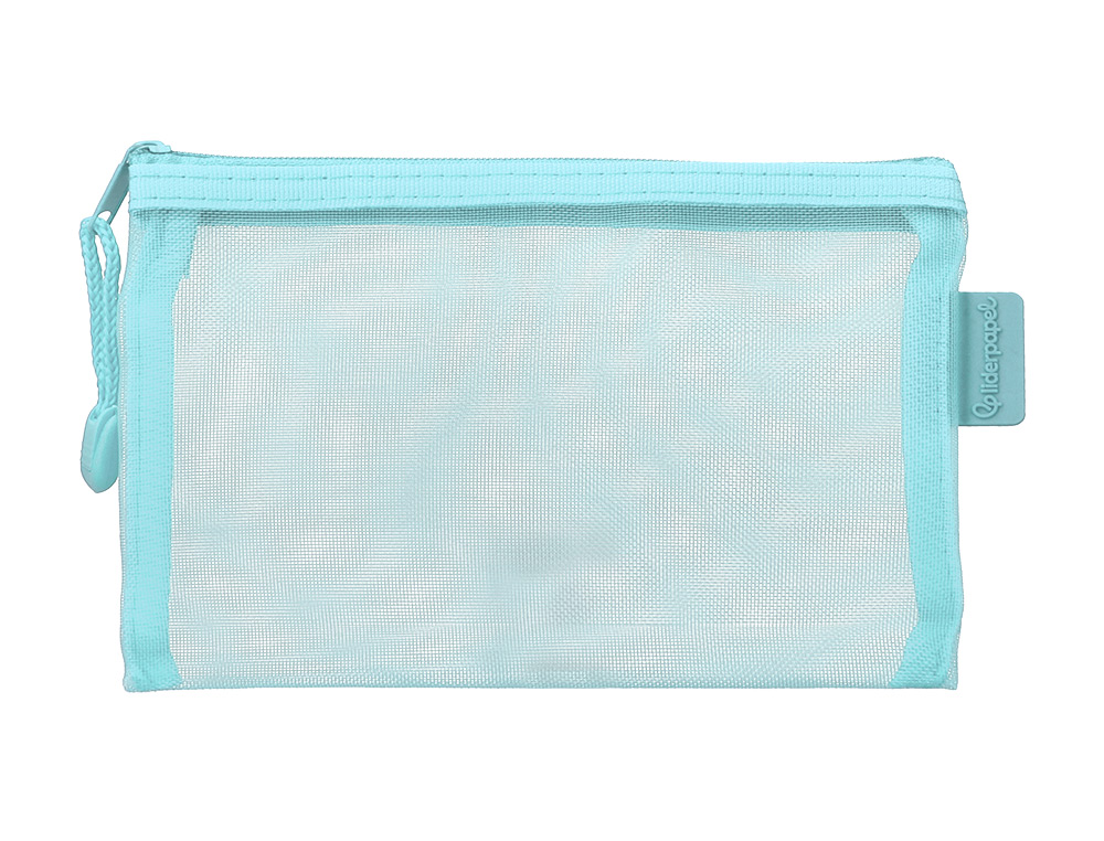 BOLSA COM FECHO DE CORRER LIDERPAPEL POLIESTER TRANSPIRAVEL MULTIUSOS DIN A6 AZUL PASTEL