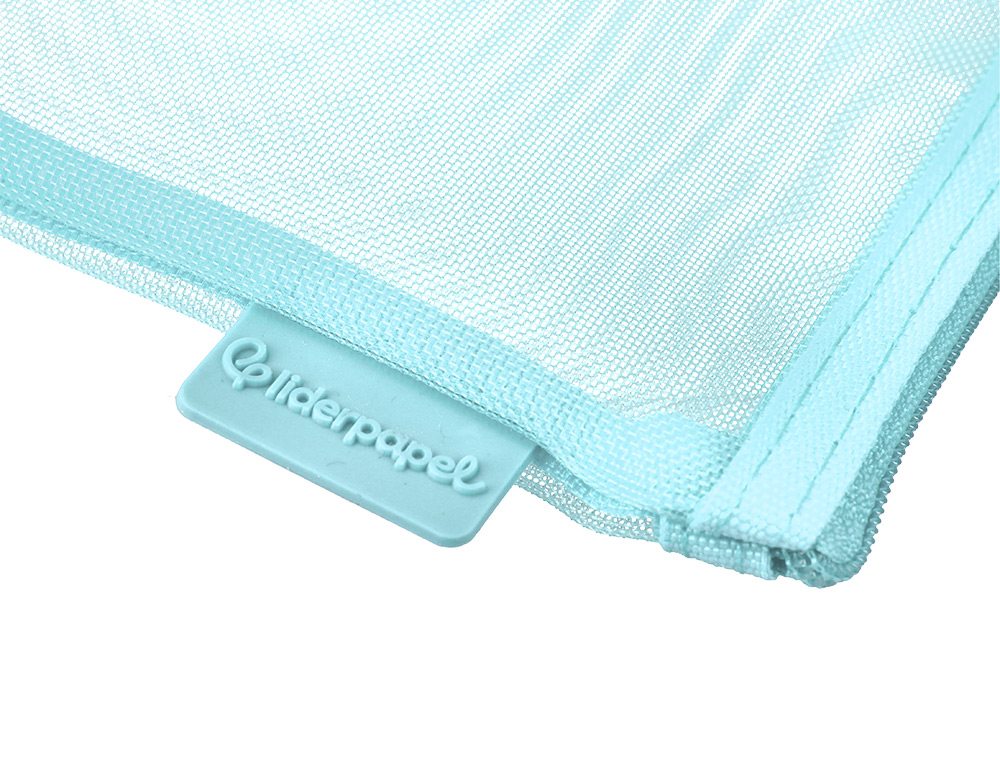 BOLSA COM FECHO DE CORRER LIDERPAPEL POLIESTER TRANSPIRAVEL MULTIUSOS DIN A6 AZUL PASTEL