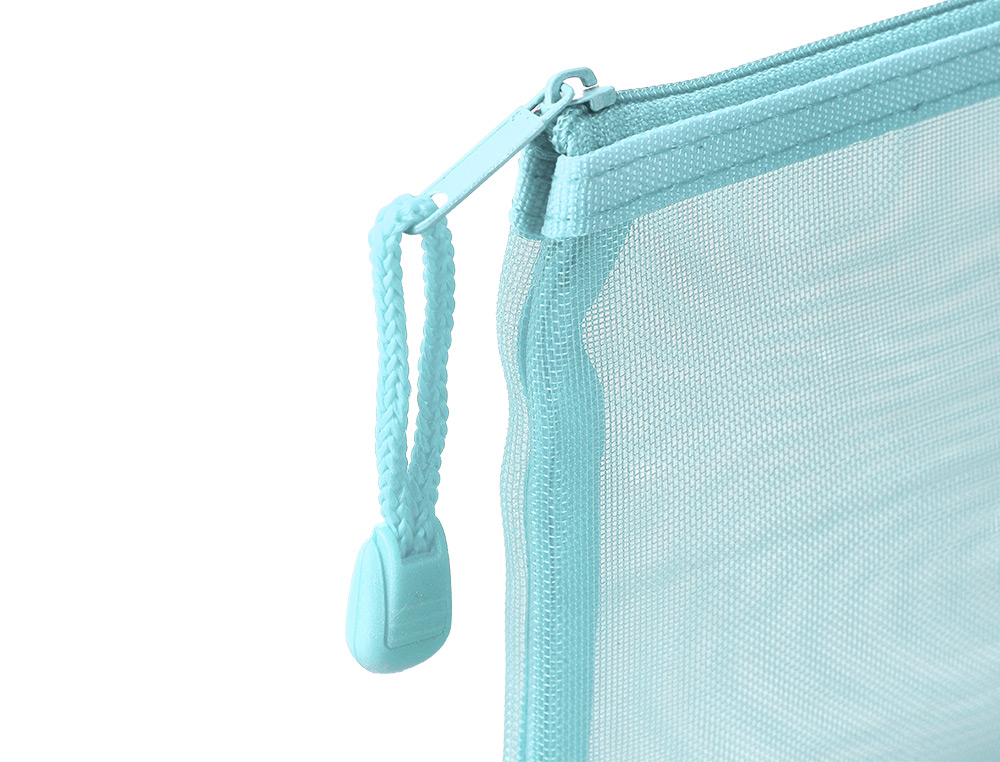 BOLSA COM FECHO DE CORRER LIDERPAPEL POLIESTER TRANSPIRAVEL MULTIUSOS DIN A6 AZUL PASTEL