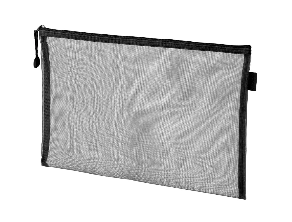 BOLSA COM FECHO DE CORRER LIDERPAPEL POLIESTER TRANSPIRAVEL MULTIUSOS DIN A5 PRETO