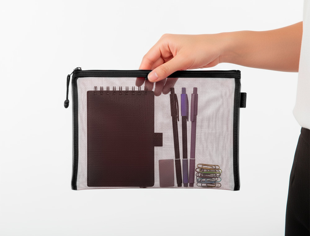 BOLSA COM FECHO DE CORRER LIDERPAPEL POLIESTER TRANSPIRAVEL MULTIUSOS DIN A5 PRETO