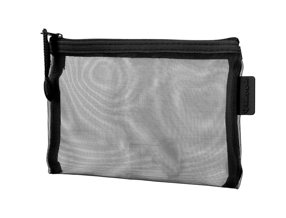 BOLSA COM FECHO DE CORRER LIDERPAPEL POLIESTER TRANSPIRAVEL MULTIUSOS DIN A6 PRETO