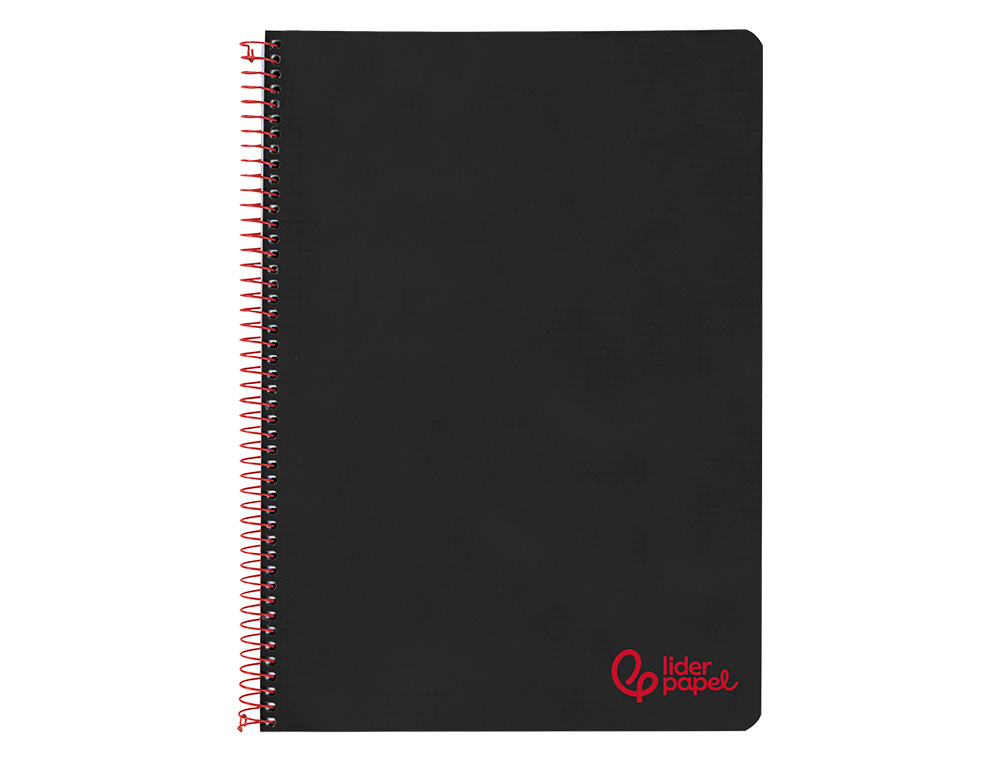 CADERNO ESPIRAL LIDERPAPEL WONDER DIN A4 CAPA PLASTICO 80F 90GR PAUTADO COM MARGEM COR PRETO