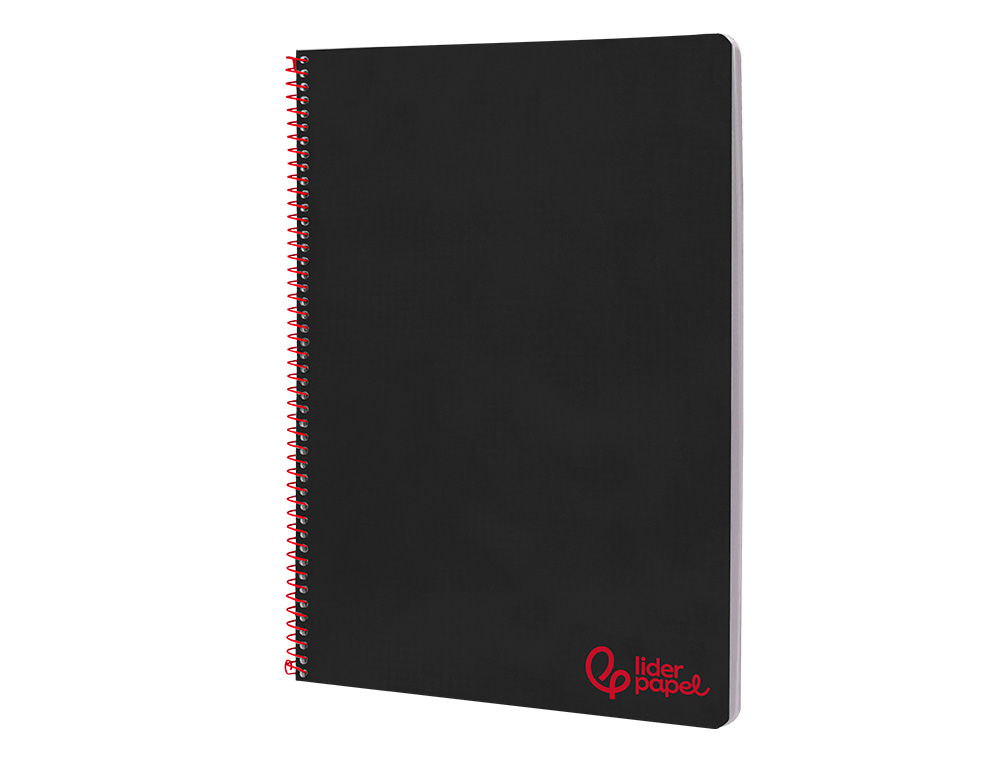 CADERNO ESPIRAL LIDERPAPEL WONDER DIN A4 CAPA PLASTICO 80F 90GR PAUTADO COM MARGEM COR PRETO