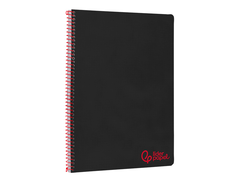 CADERNO ESPIRAL LIDERPAPEL WONDER DIN A4 CAPA PLASTICO 80F 90GR PAUTADO COM MARGEM COR PRETO