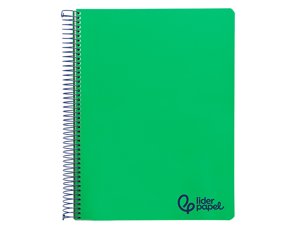 CADERNO ESPIRAL LIDERPAPEL WONDER MICRO DIN A4 CAPA PLASTICO 120F 90GR QUADRICULA 5MM 5 BANDAS 4 FUROS COR VERDE