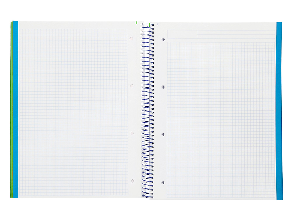 CADERNO ESPIRAL LIDERPAPEL WONDER MICRO DIN A4 CAPA PLASTICO 120F 90GR QUADRICULA 5MM 5 BANDAS 4 FUROS COR VERDE
