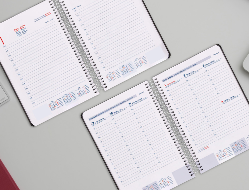 AGENDA ESPIRAL LIDERPAPEL CLASSIC A4 2026 SEMANA VISTA AZUL CLARO PAPEL 70 GR FSC