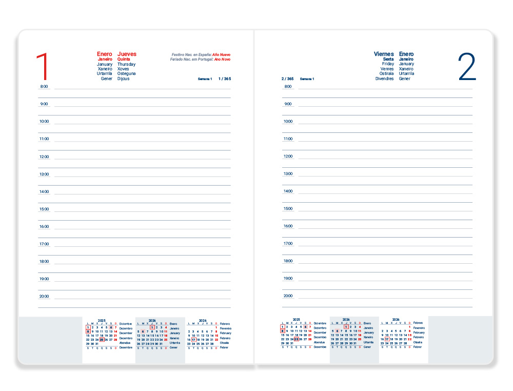 AGENDA ESPIRAL LIDERPAPEL GAZI A5 2026 DIA PAGINA AZUL ESCURO PAPEL 70 GR FSC