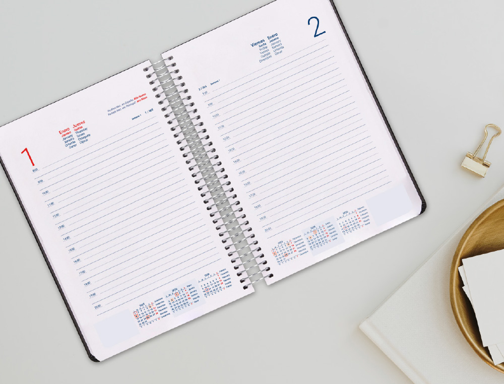 AGENDA ESPIRAL LIDERPAPEL PERISSA A4 2026 DIA PAGINA AZUL PAPEL 80 GR FSC