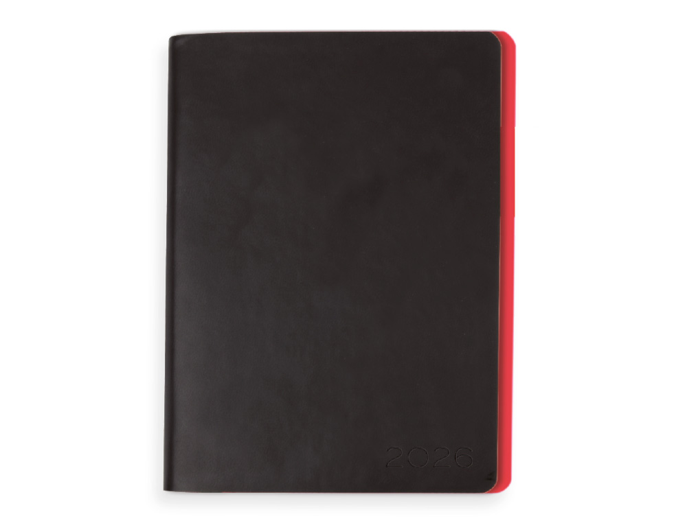 AGENDA ENCADERNADA LIDERPAPEL SIFNOS A5 2026 DIA PAGINA VERMELHO PAPEL 70 GR FSC