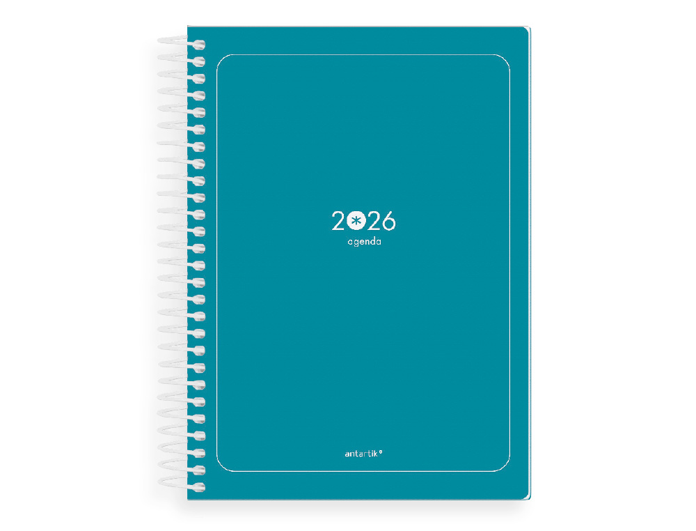 AGENDA ESPIRAL ANTARTIK ESSENTIALS A5+ 2026 DIA PAGINA TURQUESA PAPEL 80 GR FSC
