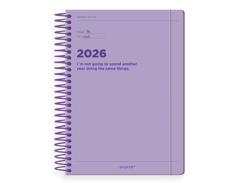 AGENDA ESPIRAL ANTARTIK MANIFEST A5+ 2026 DIA PAGINA ROXO PAPEL 80 GR FSC
