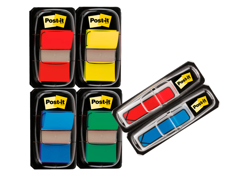 BANDERITAS SEPARADORAS POST-IT PEQUEA 11,9X43,2 MM DISPENSADOR 60 HOJAS+40 HOJAS GRATIS 5 COLORES SURTIDOS
