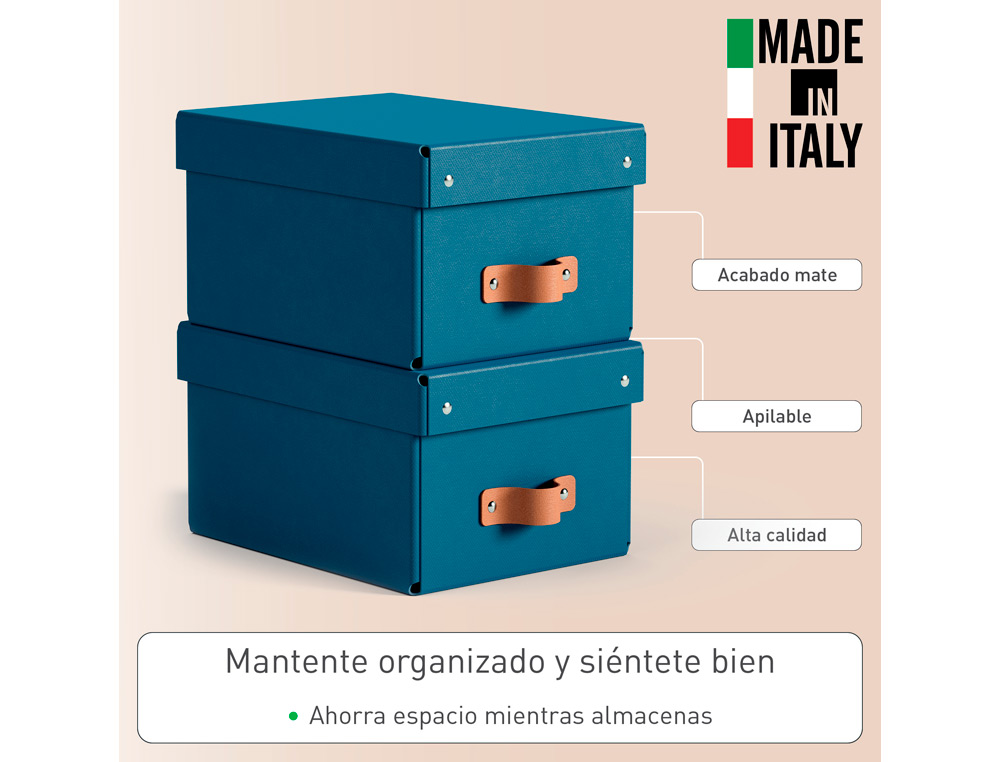 CAIXA DE ARMAZENAGEM LEITZ CARTAO PEQUENA COM ASA DE IMITACAO DE PELE COR AZUL PACK DE 2 UNIDADES
