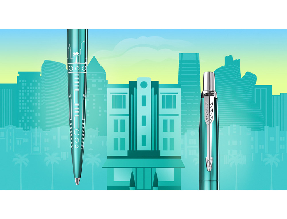 ESFEROGRAFICA PARKER JOTTER EDICAO ESPECIAL GLOBAL ICONES MIAMI TURQUESA