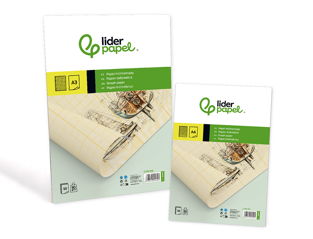BLOCO PAPEL MILIMETRICO LIDERPAPEL DIN A3 50 FOLHAS 80 GR